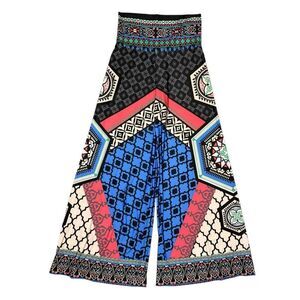 Flying Tomato Women’s Large Wide Leg Palazzo Pants Geometric Indie Artsy